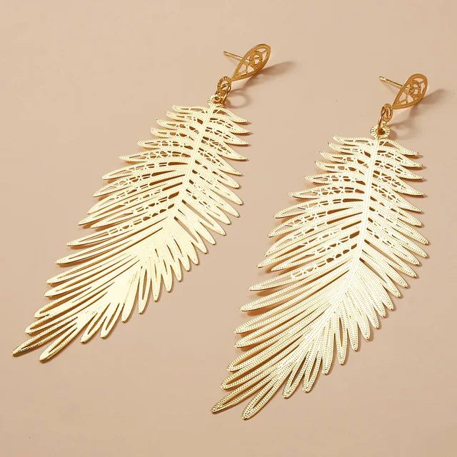 

Vintage Leaf Drop Long Earrings Willow Fringed Tassel Gold Color Earrings for woman Fashion Pendientes Mujer Jewelry
