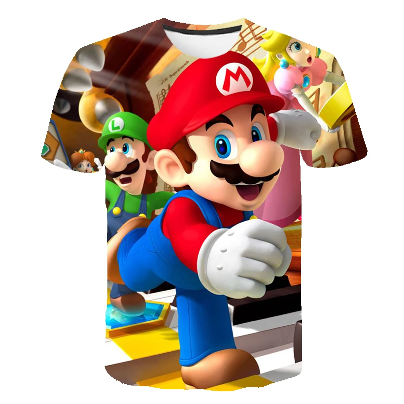 

Super Mario-Bros Luigi Tshirts Baby Boys T Shirt Kids Clothes Cartoon T-shirt Children Clothing Short Sleeve Girls Tops Tee Kids