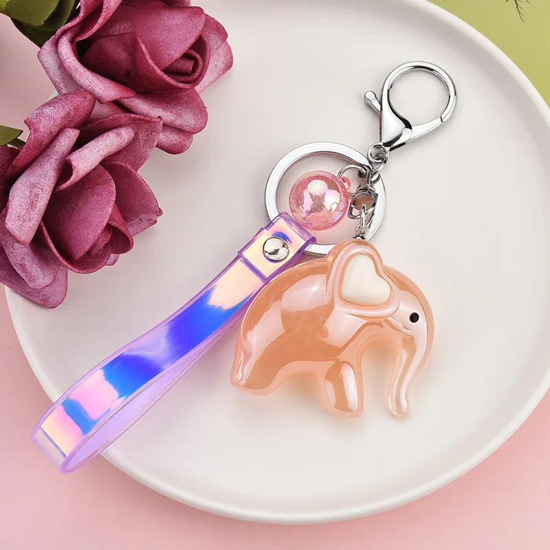 Fashion Cartoon Elephant Doll Keychain Love Girl Charm Keychain Pendant Personality Lady Backpack Mobile Phone Crystal Keychain