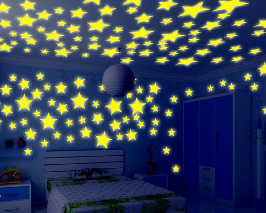 

50/70/100 PC children fluorescent kids bedroom glow in the dark stars shine wall stickers stars luminous shine colors