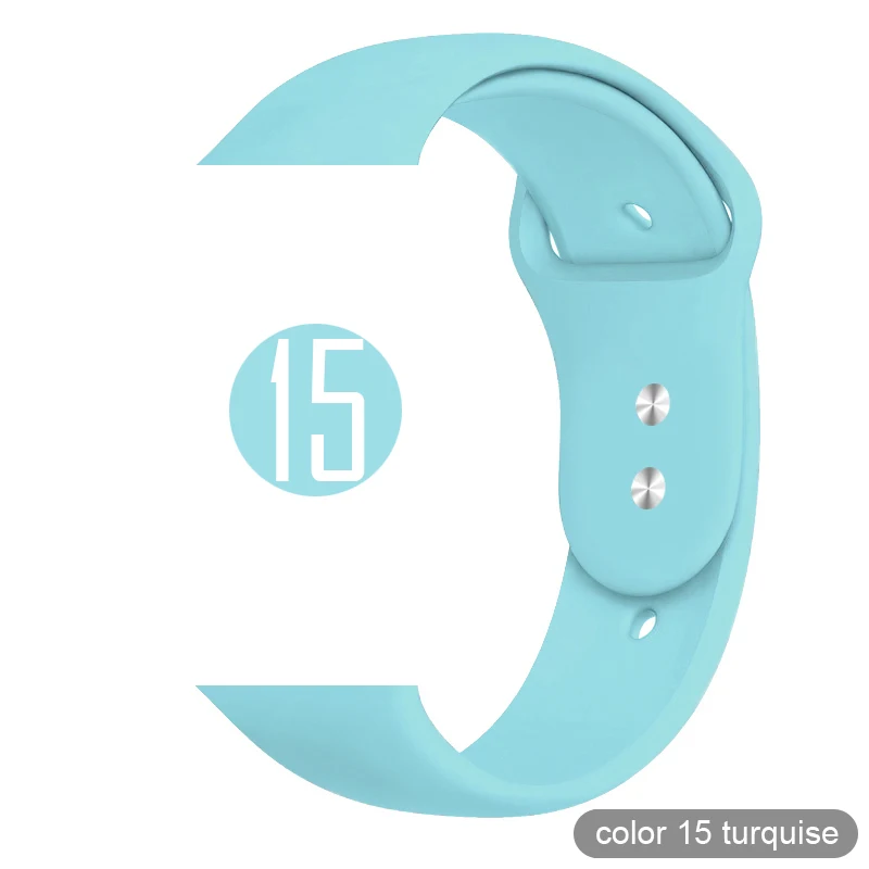 Мягкий силиконовый спортивный ремешок для Apple Watch 5 4 3 2 1 38 мм 42 мм, резиновый ремешок для часов Iwatch series 5 4 40 мм 44 мм - Цвет ремешка: 15 Turquise