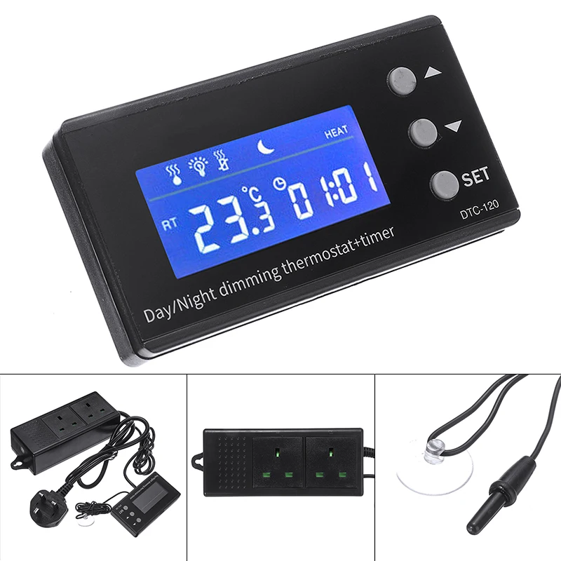 

220 V Digital Reptile Thermostat Temperature Controller LCD Display Meter Timer Amphibious Thermostat For Wet / Dry Environment