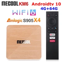 mecool km6 deluxe android 10 tv box amlogic s905x4 google certified 4gb 64gb 5g dual wifi 6 1000m androidtv 10 0 media player