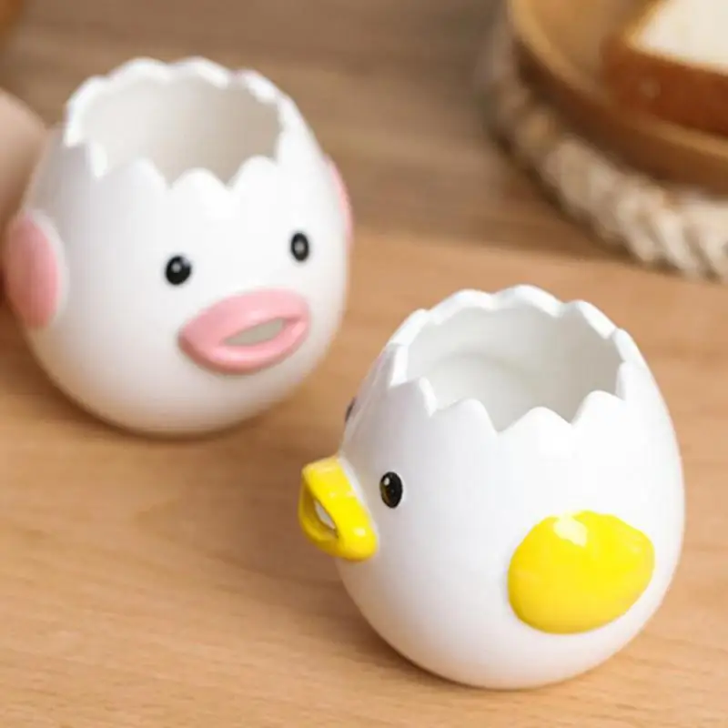 

Creative Cartoon Chicken Egg Yolk White Separator Ceramics Ceramic Cartoon Chick Egg Separator Dining Cooking Kitchen Gadget