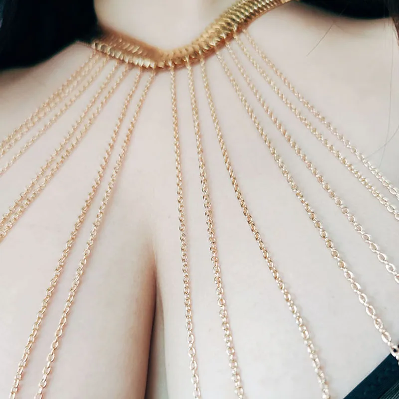 Золотая волнующая обувь ювелирное изделие для тела цепь грудь бикини живота