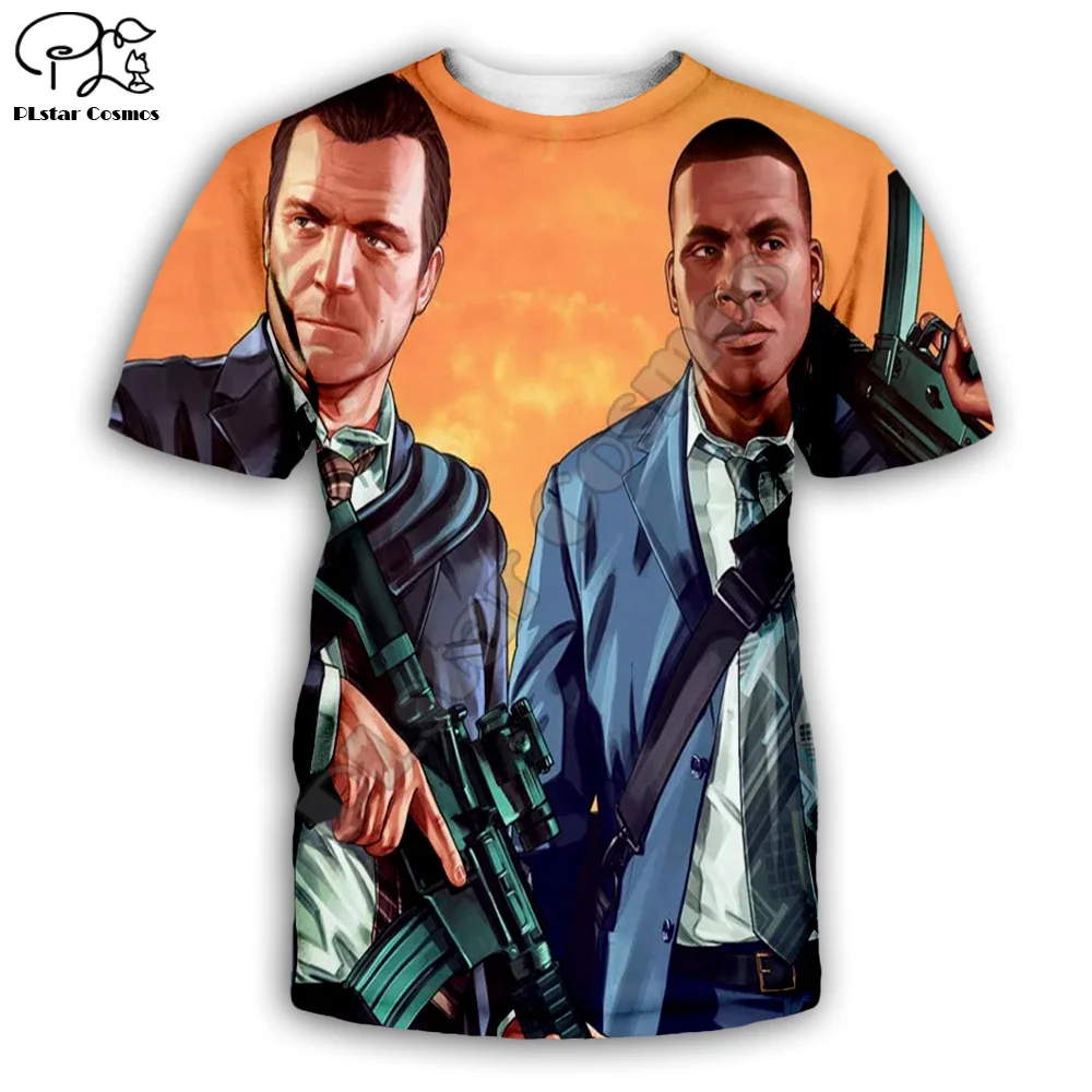 

PLstar Cosmos 3DPrint GTA Evil City Vice Theft Auto Game Fashion Harajuku Streetwear Unisex Casual Funny Tshirts Short sleeve a1
