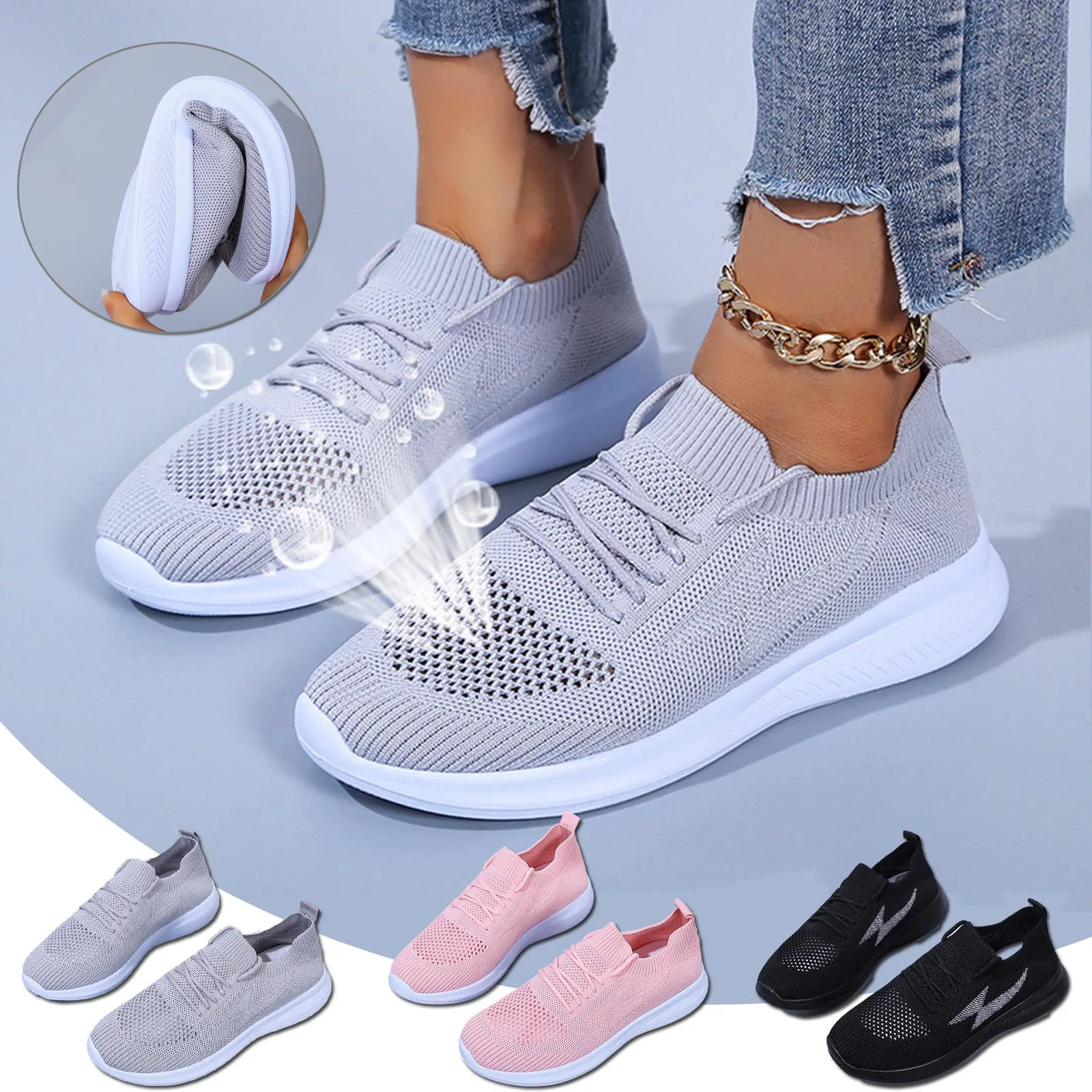 

Сандалии женские из эластичной ткани, летняя удобная повседневная спортивная обувь, большие размеры, 2021