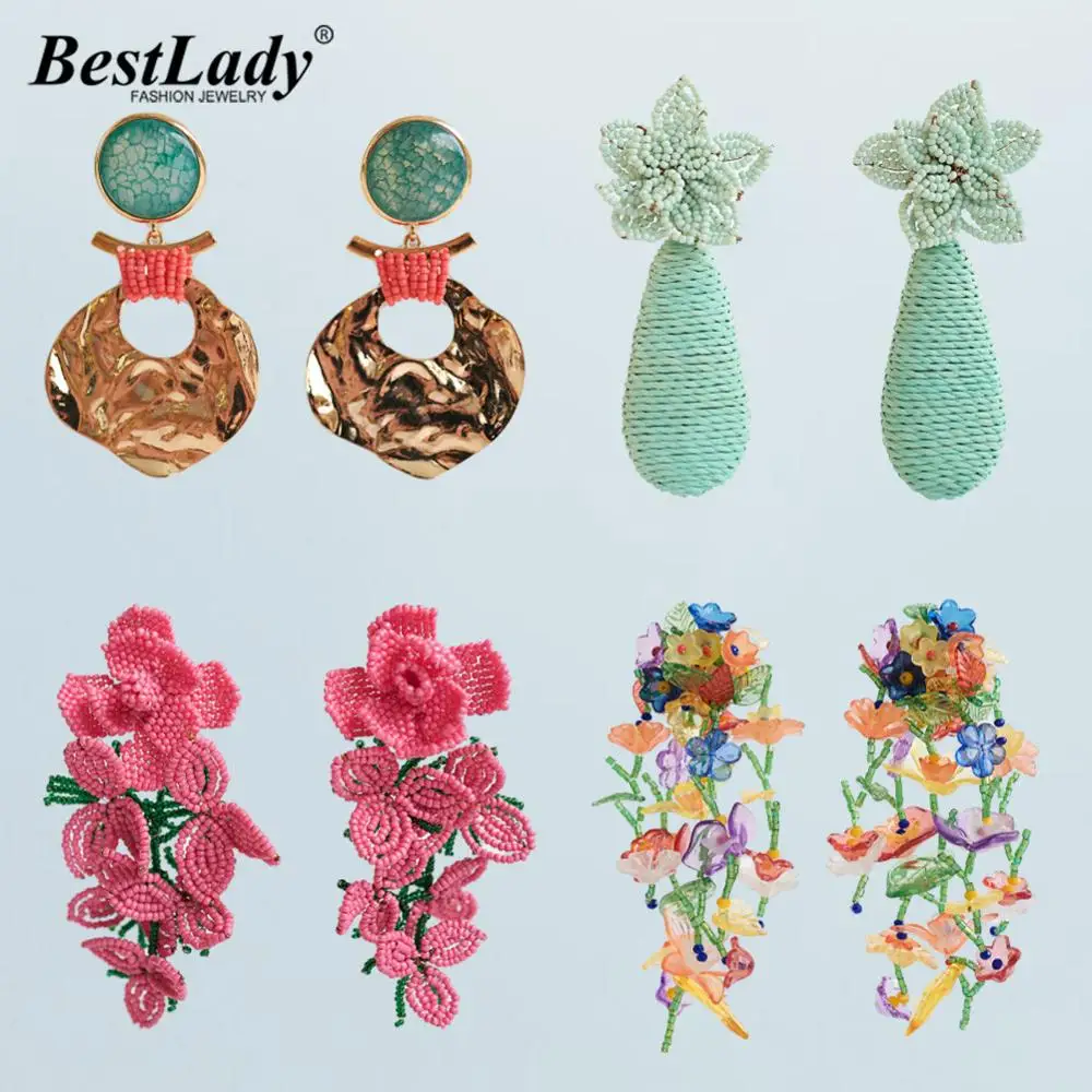 Серьги подвески Best Lady с цветами ZA женские богемные украшения из акрилового камня