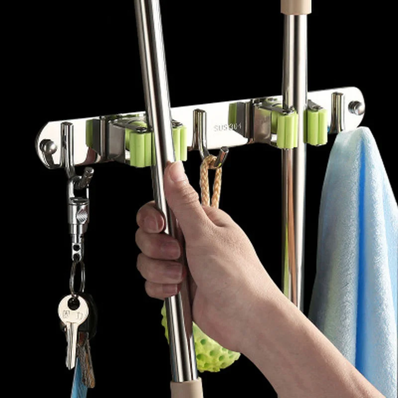 Влагостойкий антикоррозийный держатель для швабры кухни ванной комнаты 304