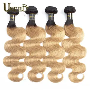 Uneed T1B27 Ombre светлые перуанские волнистые пучки 134 шт. не Реми искусственные пряди Омбре перуанские волосы для наращивания