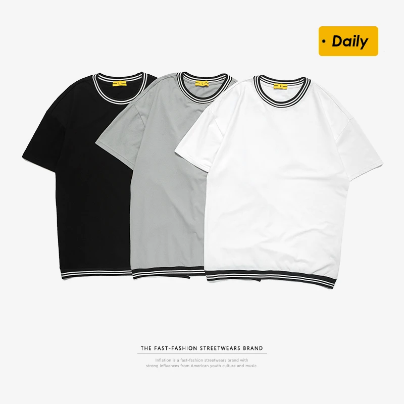 INFLATION Streetwear Mens T shirts Fashion 2020 Trending Funny Short Sleeve Summer Men 100% Cotton | Мужская одежда