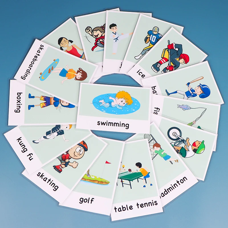 21 шт. спортивные познавательные флэш карты Монтессори английские слова карточки
