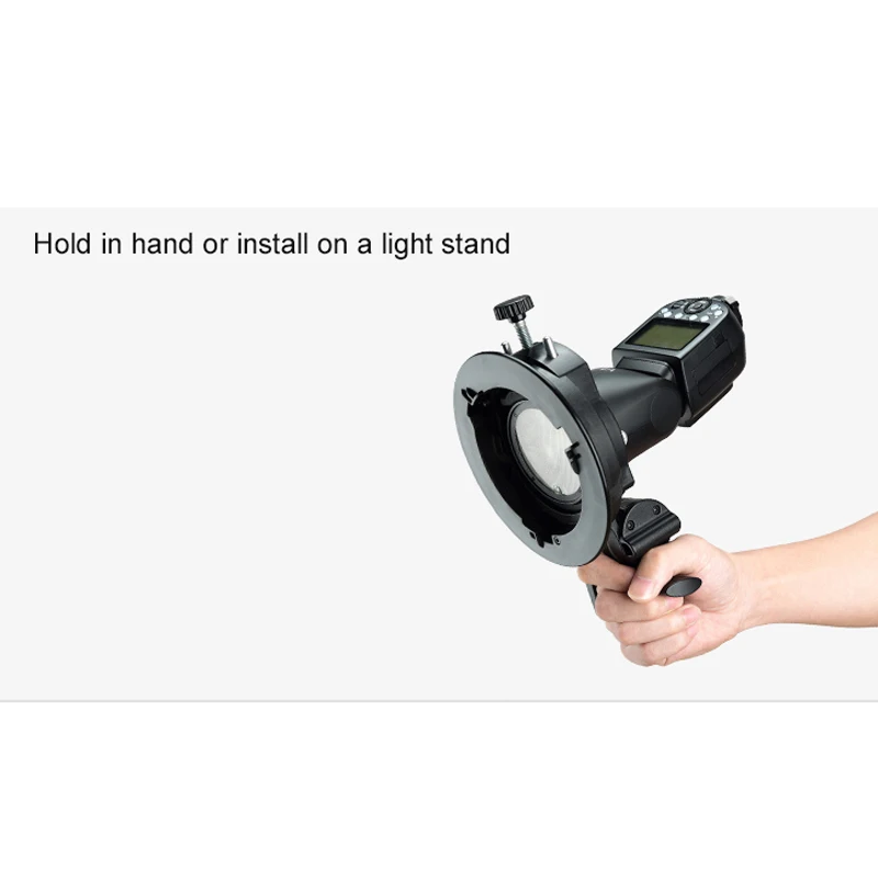 Godox S2 Speedlite Bracket Bowens Mount Flash Holder for Godox V1 Round Head Speedlite V860II TT350 Series outdoor Flash bracket