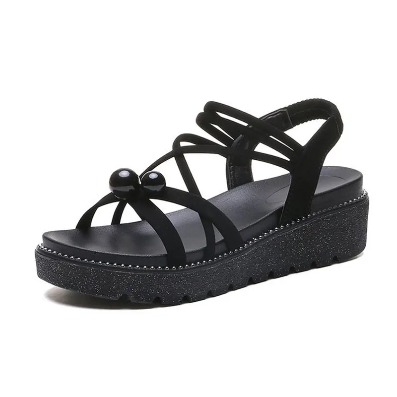 

Summer Women Platform Sandals Fashion Buckle Design White Increasing Sandals Thick Sole Casual Platform Shoes Female