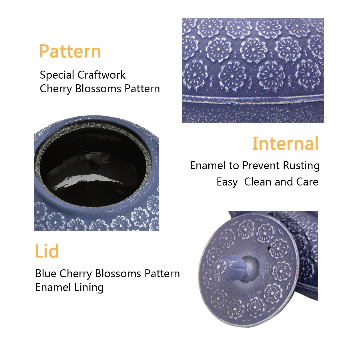 Чугунный чайник для чая японский прочный чугунный с ситечком и эмалированным