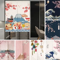 japanese hanging curtain decor kitchen bedroom fengshui printed half partition door curtain linen fabric noren short curtains