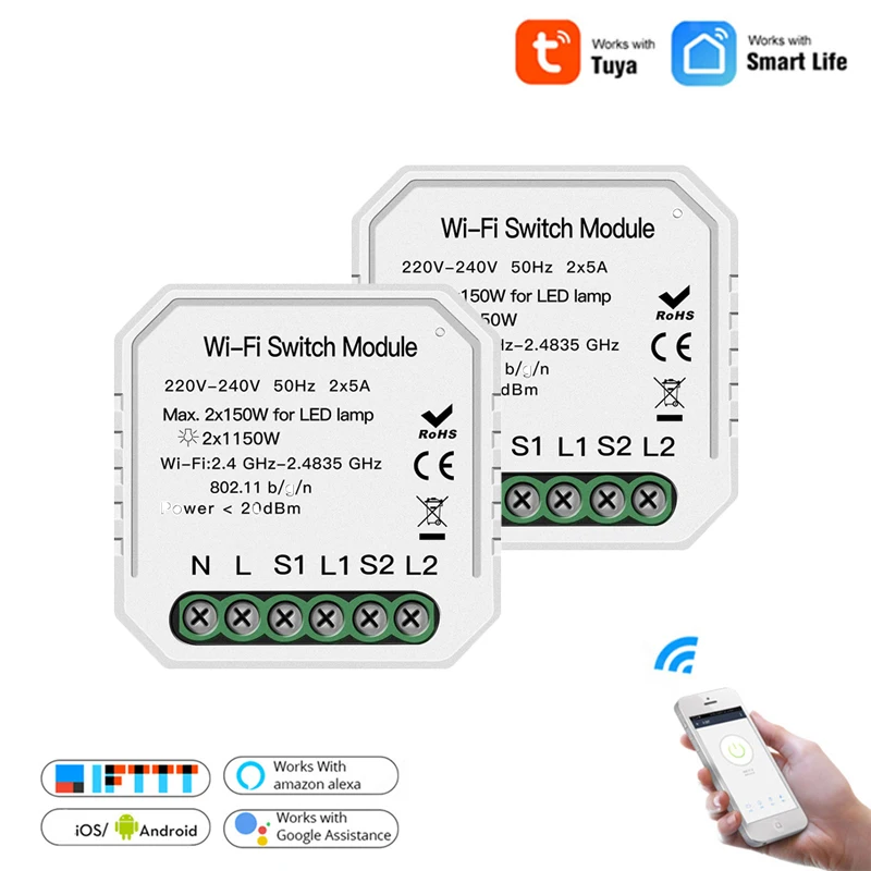 

Умный светильник ель света Tuya Smart Life, Wi-Fi модуль автоматизации с дистанционным управлением, работает с Alexa Google Home