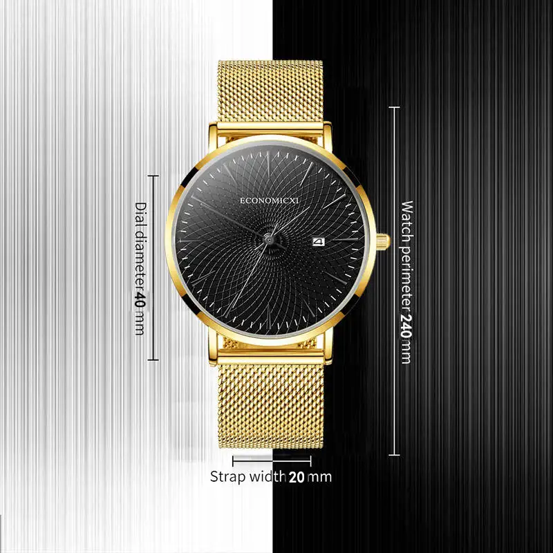 Часы мужские изысканные кварцевые модные деловые с сетчатым ремешком | Наручные