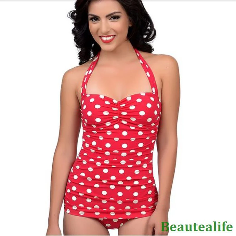 Сексуальный цельный купальник в горошек большого размера Женский монокини с