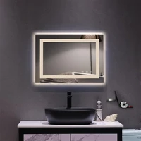 bathroom mirror with led light glass mirror square touch led anti fog easy to install tricolor dimming lights 2820us w