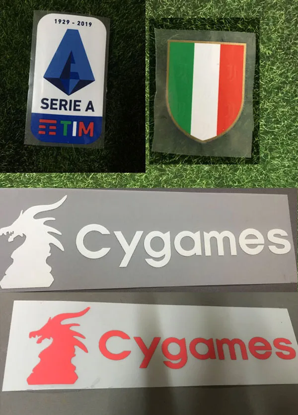 Silicone Serie A Patch And Scudetto patch With White Red Cygame Sponsor Patch Heat Transfer Badge