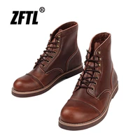 zftl mens american retro cowhide tooling mens boots oil wax leather army boots trendy ankle boots outdoor martins boots male