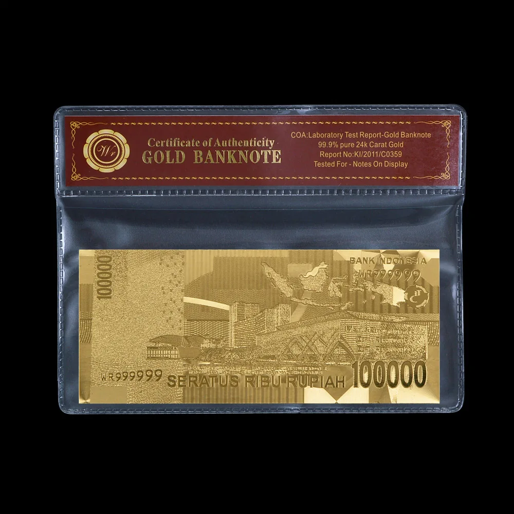 2019 год индонезийский Золотой банкнот 10000 Rupiah Золотая фольга Банкнота с