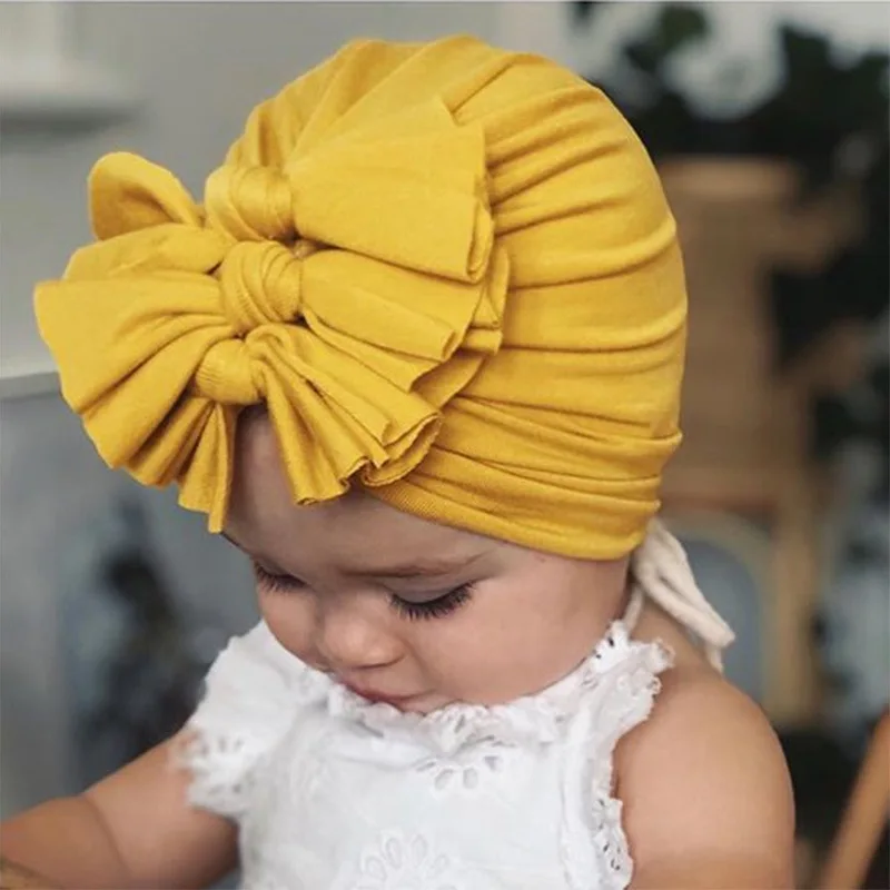 

10 Pcs Stretchy Solid Cotton Soft Knot Bowknot Hair Bow Beanie Hats Caps Turban Headwraps Baby Girls Infants Toddlers Kids