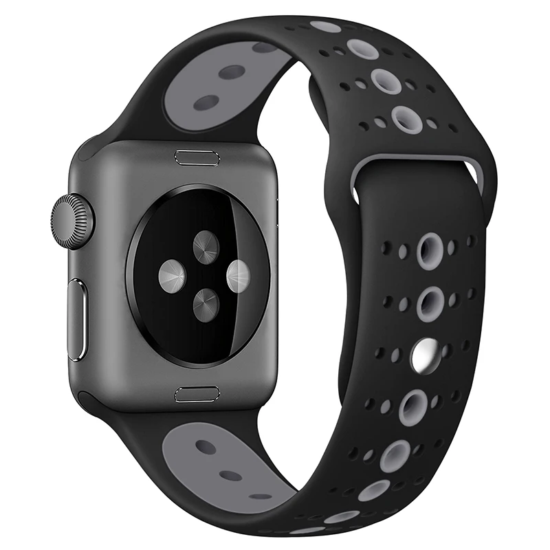 Дышащий силиконовый спортивный ремешок для Apple Watch 5 4 3 2 1 42 мм 38 мм резиновый ремешок для Iwatch 5 4 3 40 мм 44 мм