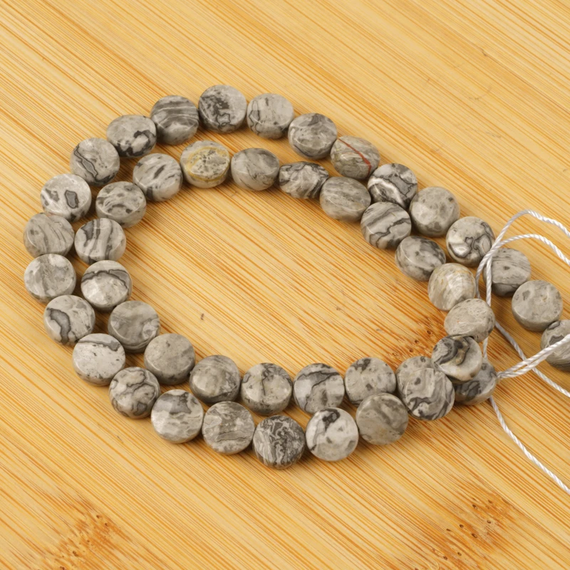 

Wholesale Map Jaspers Faceted Flat Round Beads Loose Natural Stone Beads Needlework for Jewelry Making 8mm DIY Bracelet