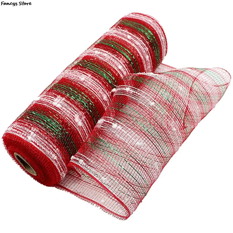 

Christmas Decoration Mesh Garland Door Decor Mesh Flower Packaging Mesh Plastic Gold Mesh Mesh 26cm*10 Yards Christmas Color