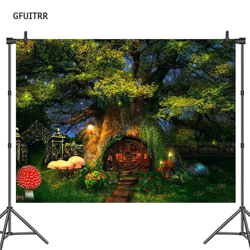 GFUITRR сказочный лес фотография фон день рождения ребенка душ фото Волшебный дом