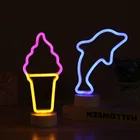 Светодиодный неоновый ночсветильник для мороженого, лампа с питанием от USB и батареей, подарок на Рождество, Новый Год, настольное украшение для вечеринки, светильник