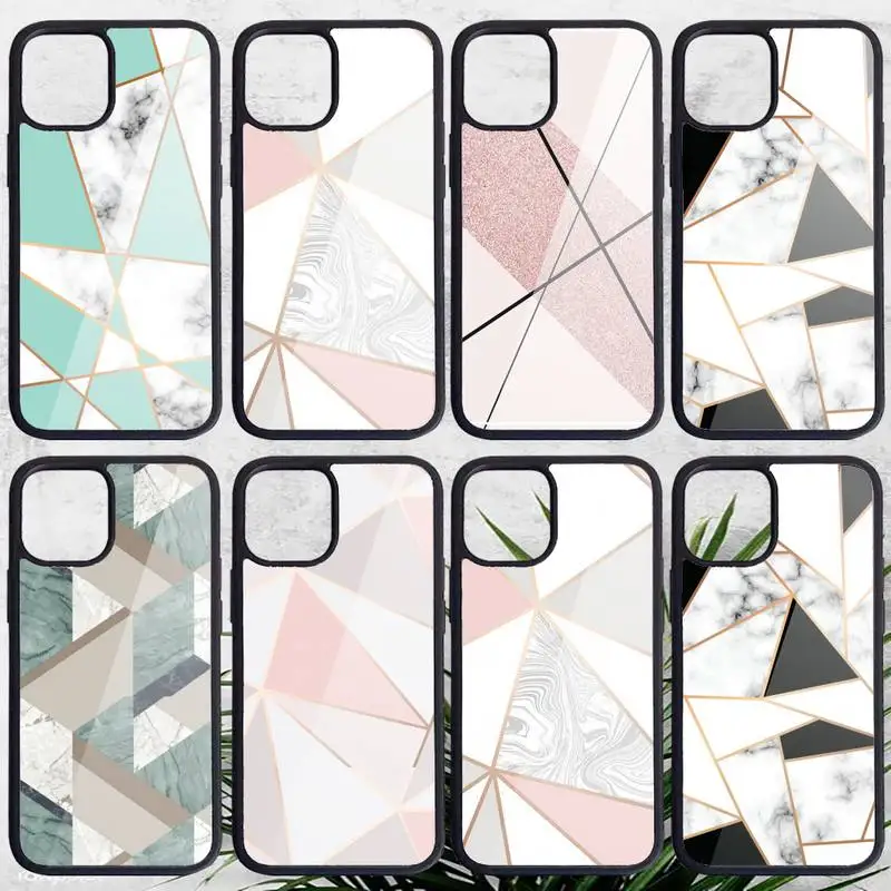 

Luxury Texture Geometric Marble Phone Case PC for iPhone 11 12 pro XS MAX 8 7 6 6S Plus X 5S SE 2020 XR