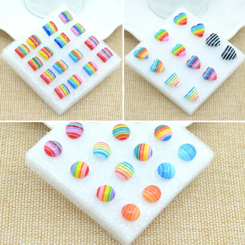 

1 box / 8 pairs / 6 pair Rainbow Flag LGBT Pride Charm earrings Earrings LGBT gay Lesbian Pride Jewelry