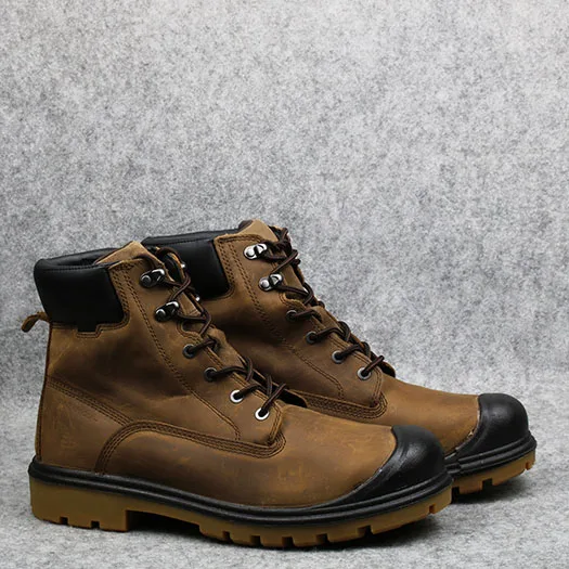 Brown Steel Toe Армейские ботинки из кожи с натуральным лицевым покрытием армейские военные походные коричневые безопасные туфли со стальным носком роскошные мужские Ботильоны размера плюс для улицы - Цвет: Brown Steel Toe