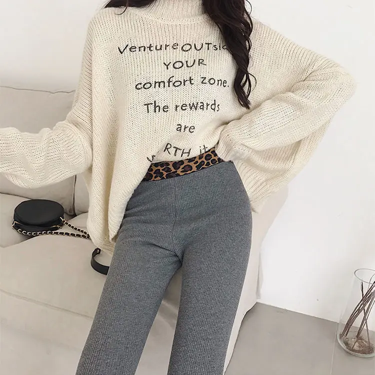 Women Pants Leopard Waist Sunken Stripe Thread Trousers Casual Cropped Pantalones De Mujer | Женская одежда