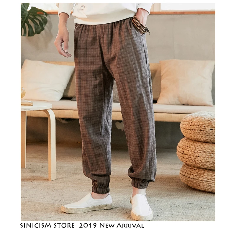 Мужские свободные шаровары Sinicism Store Новинка осени 2020 мужские хлопковые и льняные
