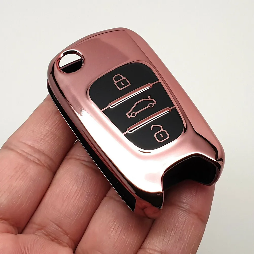 

Remote Flip Key Chain Rose Gold TPU 1 Pc Anti-Scratches Car Case For KIA K2 K5 Sportage Ceed Picanto