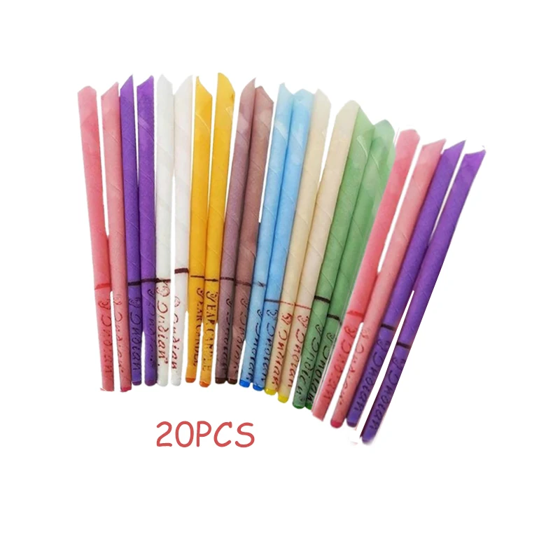 E 20pcs horn 20-50-100 штук ароматерапии ушной свечи(Тихий бергамот-светильник желтый/рог с вилкой) обслуживание ушей - Цвет: E 20pcs horn