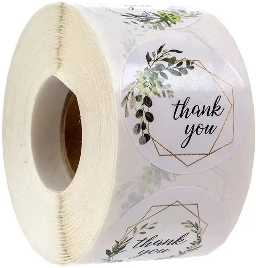 

500pcs Floral Thank You Sticker 1inch Scrapbooking Stickers Seal for Wedding Birthday Gift Package Stationery Adhesive Labels