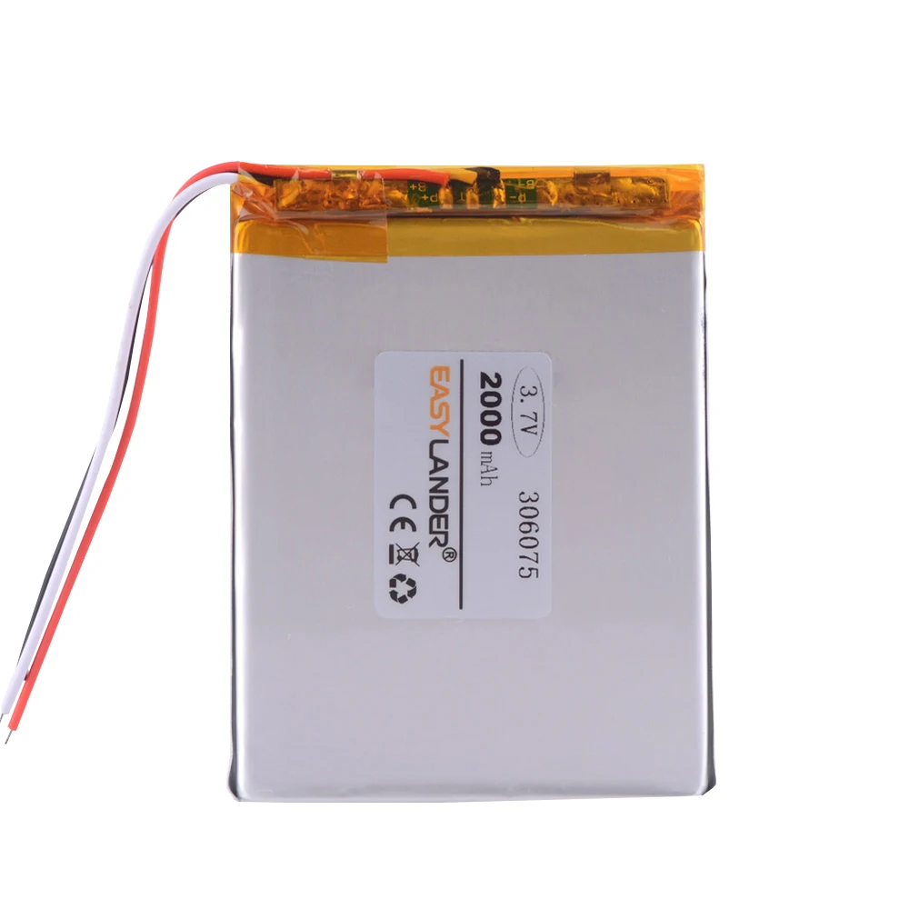 3Wries 306075 3 7 V 2000mAh литий полимерный ионный аккумулятор для GPS планшетных ПК PocketBook