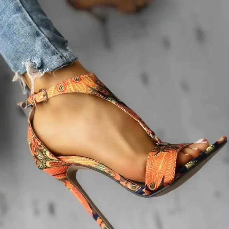 

Женские летние сандалии на тонком каблуке, новинка 2022