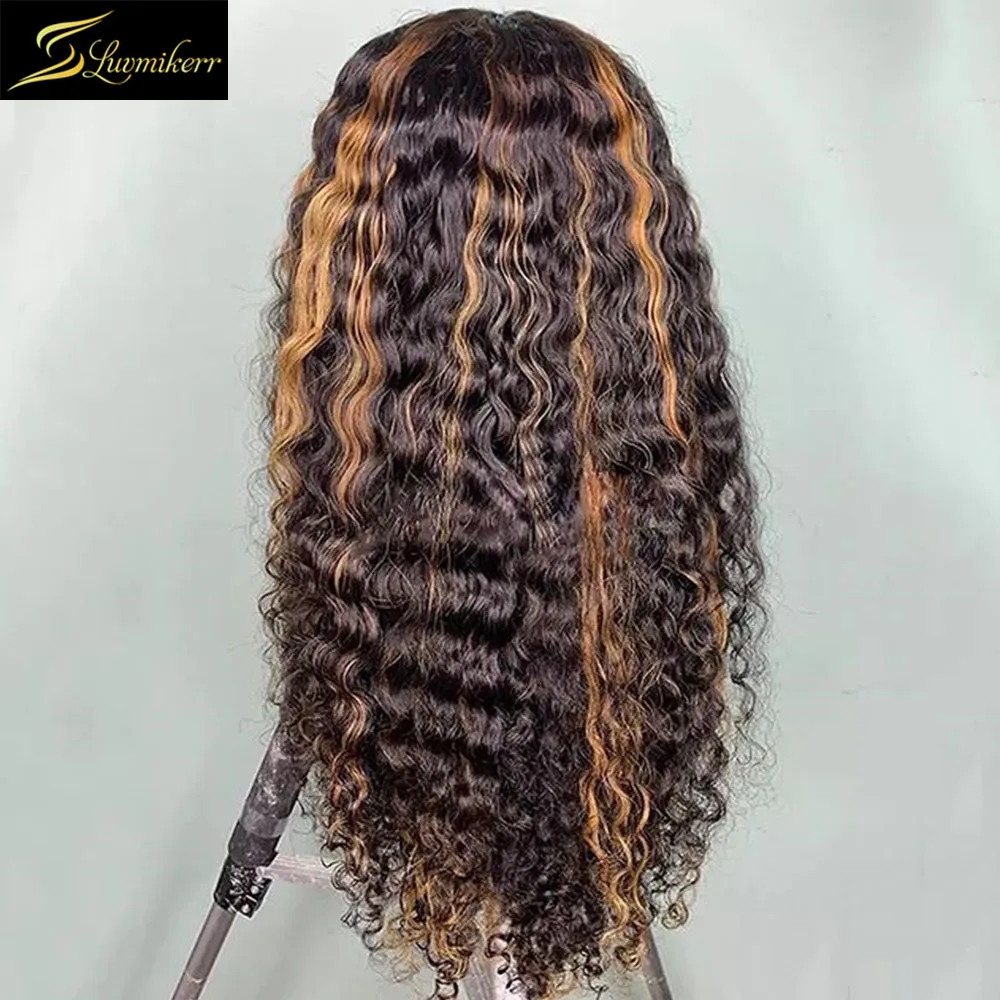 

Loose Deep Wave Ombre Honey Blonde Curly 13x6 Lace Front Wigs Pre Plucked HD Transparent Remy Human Hair Wigs For Women Full 250