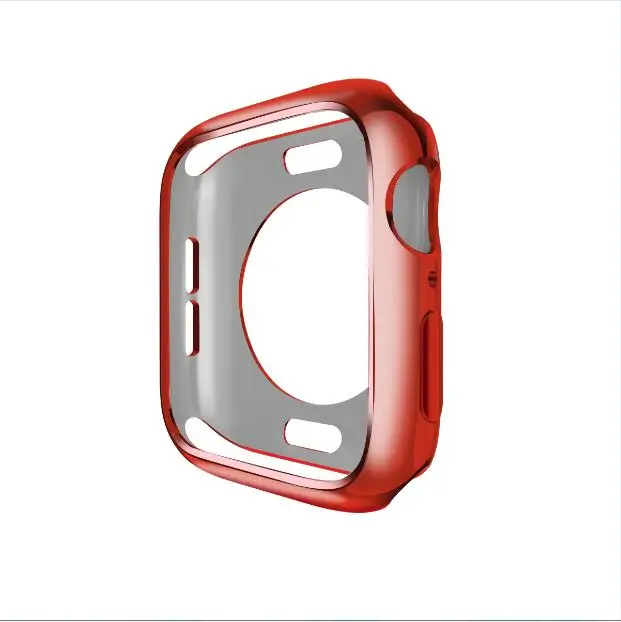 red Гибкий покрытый ТПУ чехол для Apple Watch 42 мм 38 мм 40 мм 44 мм мягкий бампер Рамка протектор для iWatch Series5 4 3 2 1 - Цвет ремешка: red