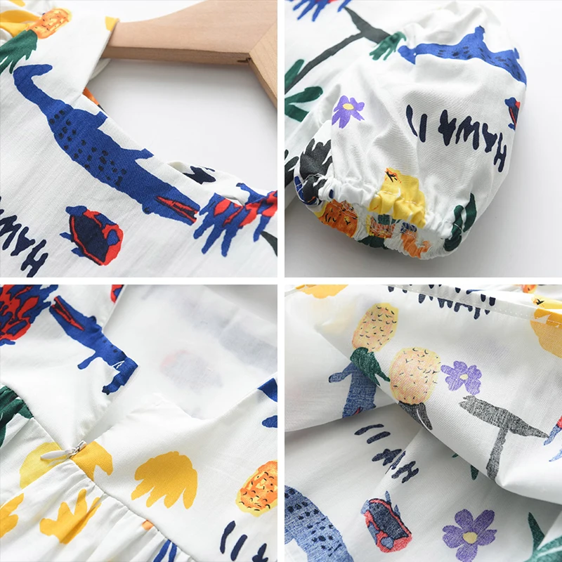 

Girl Dress 2021 Summer New Arrival Girls Fashion Cartoon Printed Dress Kids Back Bow Dresses Girls Dress Kid Clothing 2-6T