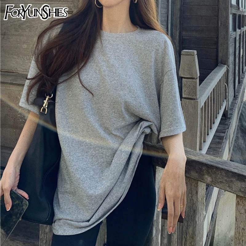 

FORYUNSHES Summer Clothes For Women Black Oversize Tshirt 2021 Vintage Harajuku White Short Sleeve T-Shirt Tops Topic Female Y2k