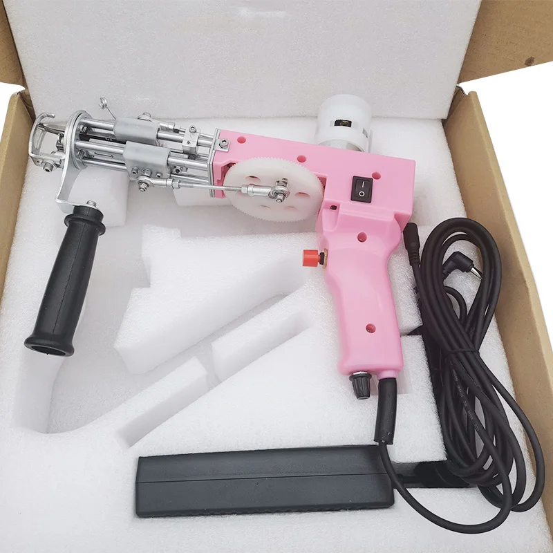 Pistola de Tufting Rosa 2 en 1, pila de corte y bucle, alfombra el&eacute;ctrica, pistolas, alfombra, m&aacute;quina de tejer para bricolaje, tejer-3