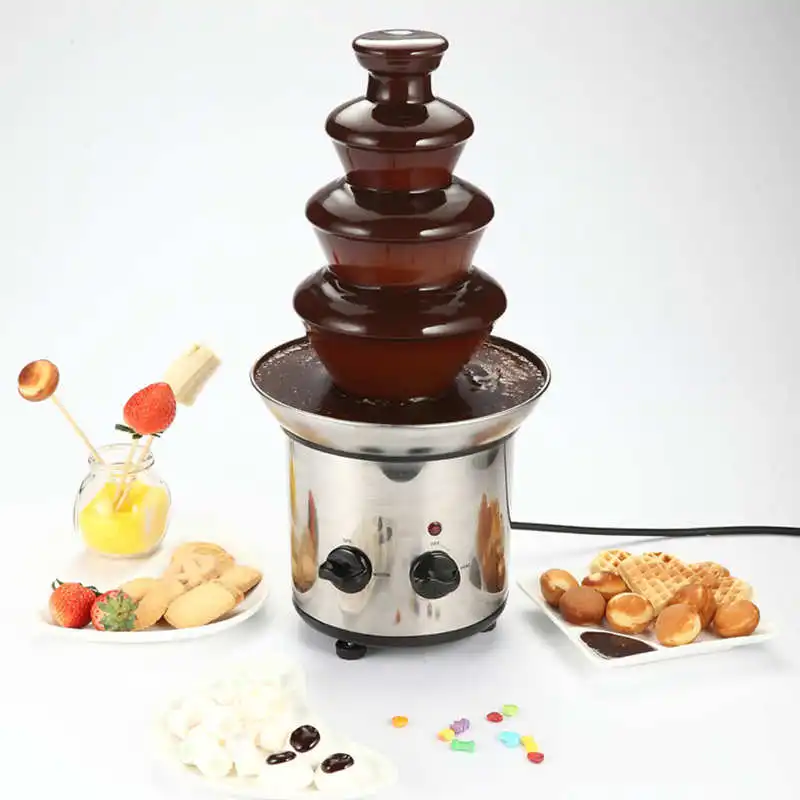 

A 4 Layer Chocolate Melting Machine Stainless Steel Electric Chocolate Fountain Machine for Weddings Birthday Parties Decor