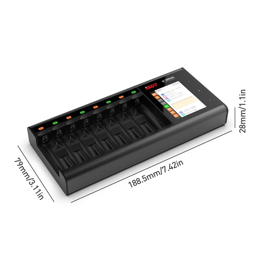 Cargador de bater&iacute;a Universal ISDT N8 con pantalla LCD, pilas recargables AA AAA li-lon, cargador de bater&iacute;a r&aacute;pido de 8 ranuras, ni-cd, LiFePO4-5